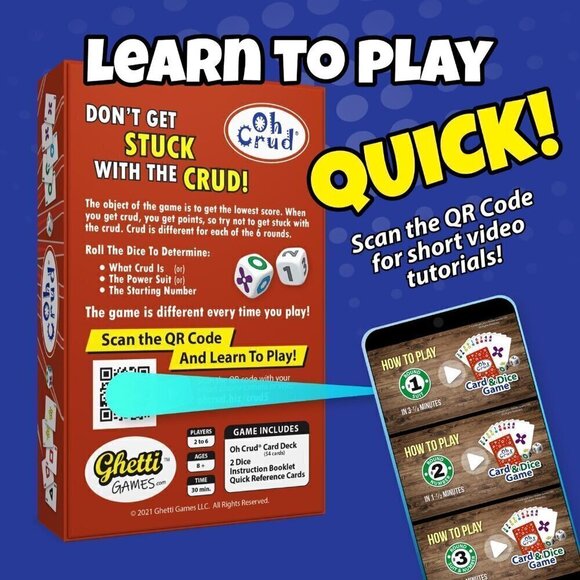 Oh Crud Card and Dice Game, Family Game for 2-6 Players / SEALED - Picture 8 of 8